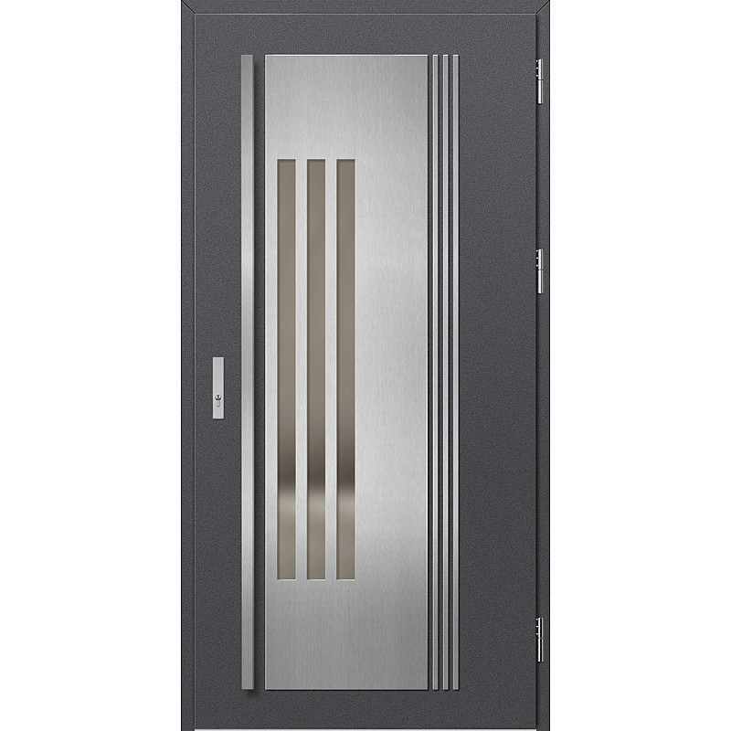 Ocelové vchodové dveře - MURTER 6 - Hladký Antracit, Label Inox Ocelové vchodové dveře ERKADO - MURTER 6 - Hladký Antracit, Label Inox