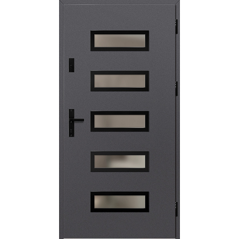 Ocelové vchodové dveře - RODING 1 - Hladký Antracit, Label Black Ocelové vchodové dveře ERKADO - RODING 1 - Hladký Antracit, Label Black
