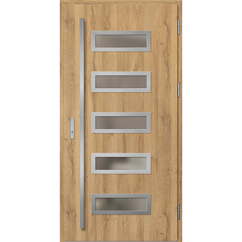 Ocelové vchodové dveře - RODING 1 - Dub Natur, Label Inox Ocelové vchodové dveře ERKADO - RODING 1 - Dub Natur, Label Inox