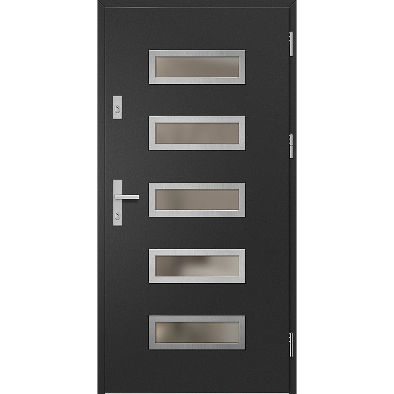 Ocelové vchodové dveře - RODING 1 - Černá, Label Inox Ocelové vchodové dveře ERKADO - RODING 1 - Černá, Label Inox