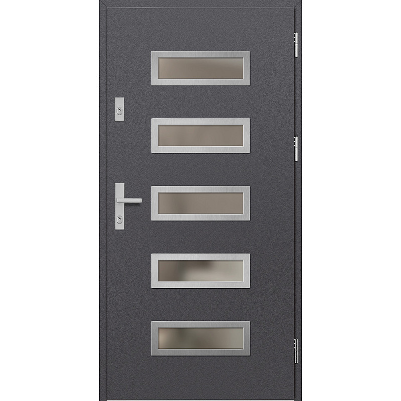 Ocelové vchodové dveře - RODING 1 - Hladký Antracit, Label Inox Ocelové vchodové dveře ERKADO - RODING 1 - Hladký Antracit, Label Inox