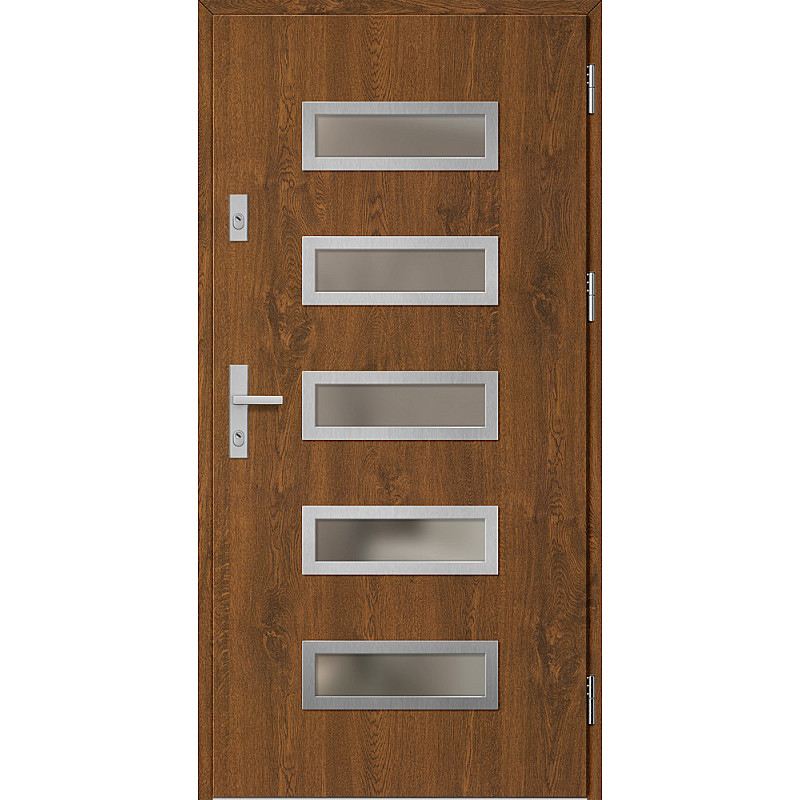 Ocelové vchodové dveře - RODING 1 - Ořech, Label Inox Ocelové vchodové dveře ERKADO - RODING 1 - Ořech, Label Inox