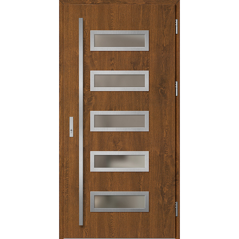Ocelové vchodové dveře - RODING 1 - Ořech, Label Inox Ocelové vchodové dveře ERKADO - RODING 1 - Ořech, Label Inox