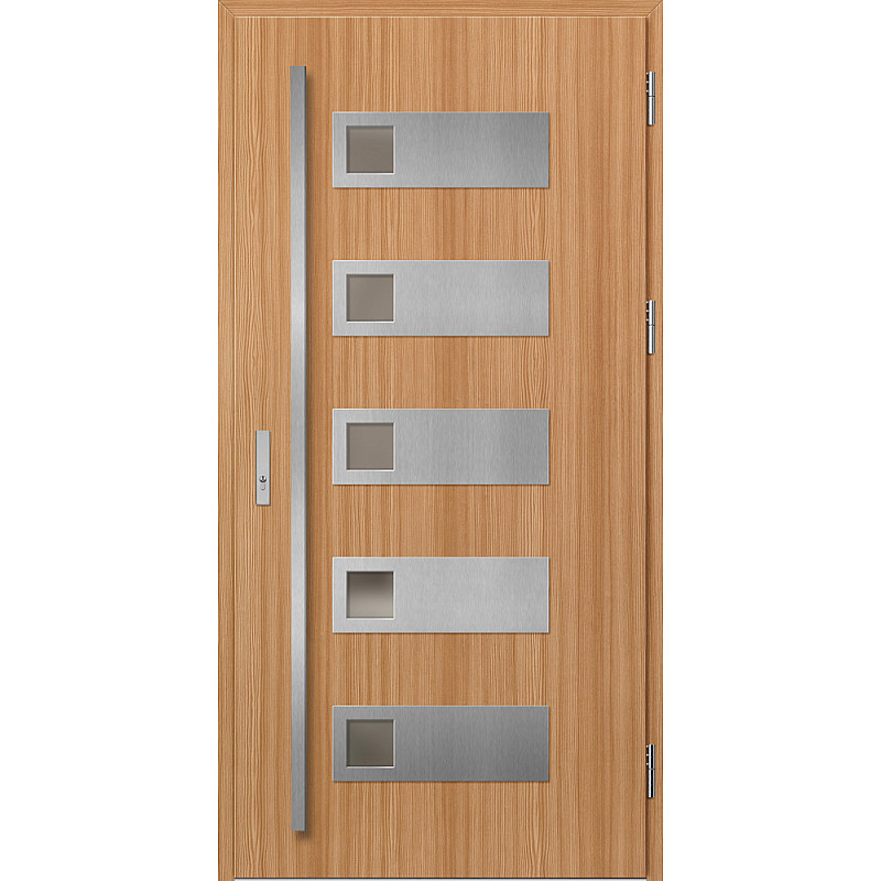 Ocelové vchodové dveře ERKADO - SAMEDAN 1 - Borovice horská, Label Inox