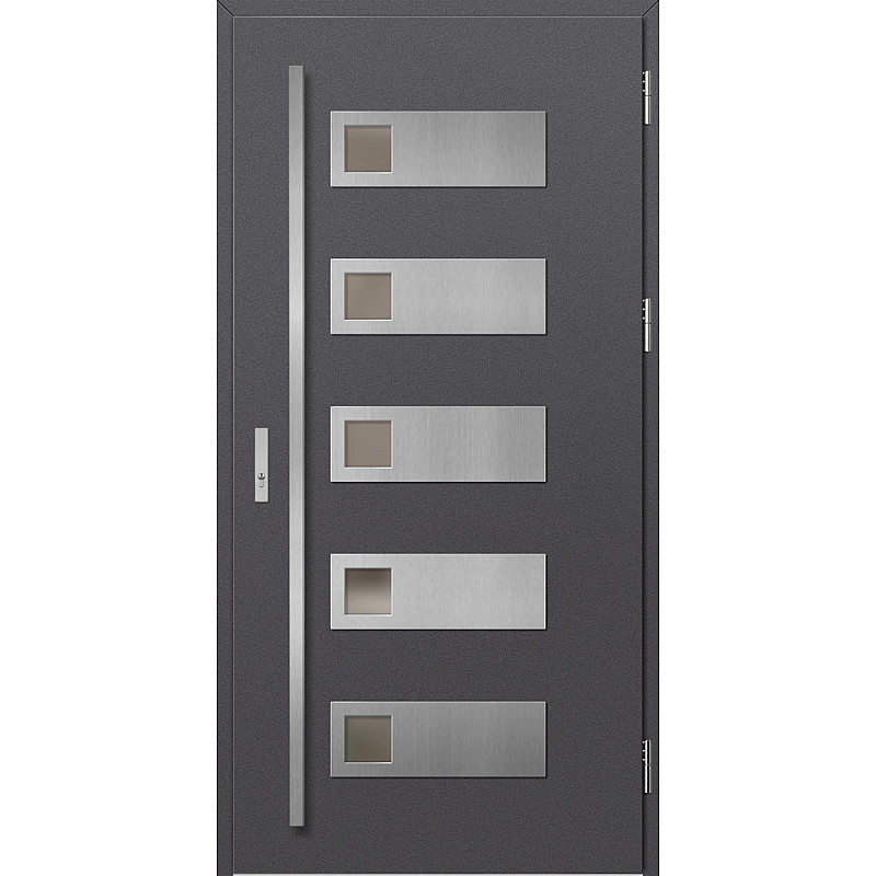 Ocelové vchodové dveře ERKADO - SAMEDAN 1 - Hladký Antracit, Label Inox