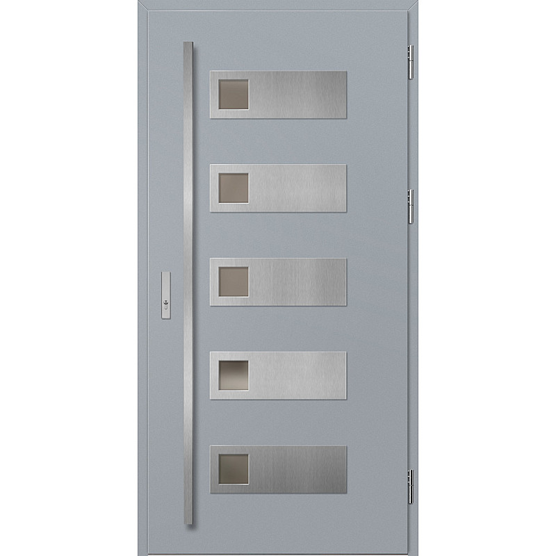 Ocelové vchodové dveře ERKADO - SAMEDAN 1 - Šedá, Label Inox