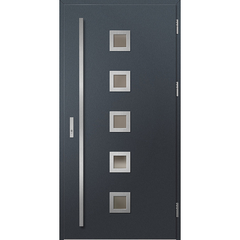 Ocelové vchodové dveře - SAMEDAN 2 - Antracit Struktura, Label Inox Ocelové vchodové dveře ERKADO - SAMEDAN 2 - Antracit Struktura, Label Inox