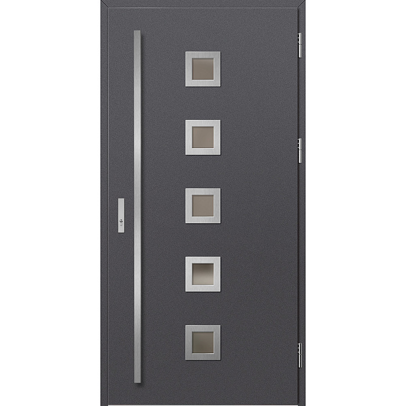 Ocelové vchodové dveře - SAMEDAN 2 - Hladký Antracit, Label Inox Ocelové vchodové dveře ERKADO - SAMEDAN 2 - Hladký Antracit, Label Inox