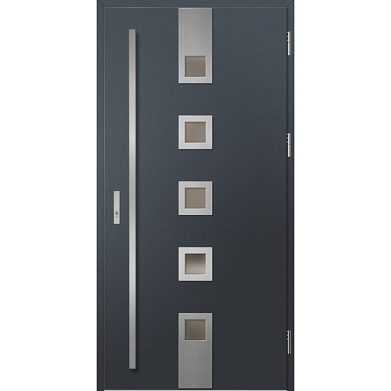 Ocelové vchodové dveře - SAMEDAN 3 - Antracit Struktura, Label Inox Ocelové vchodové dveře ERKADO - SAMEDAN 3 - Antracit Struktura, Label Inox