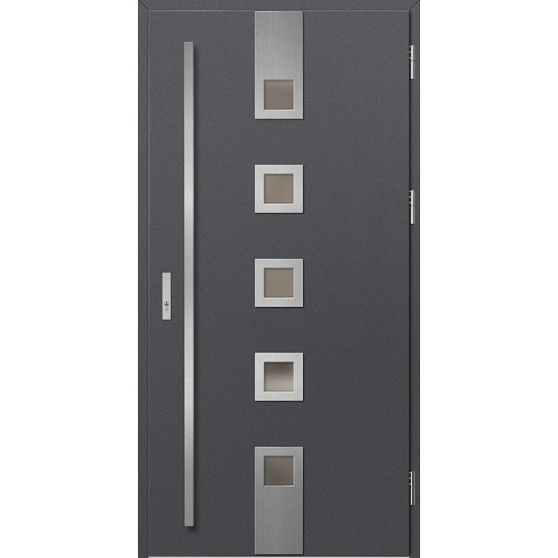 Ocelové vchodové dveře - SAMEDAN 3 - Hladký Antracit, Label Inox Ocelové vchodové dveře ERKADO - SAMEDAN 3 - Hladký Antracit, Label Inox