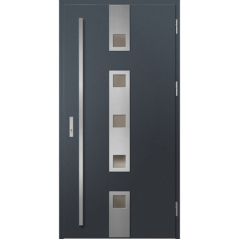 Ocelové vchodové dveře - SAMEDAN 4 - Antracit Struktura, Label Inox Ocelové vchodové dveře ERKADO - SAMEDAN 4 - Antracit Struktura, Label Inox