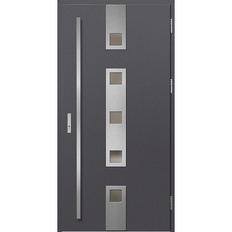 Ocelové vchodové dveře - SAMEDAN 4 - Hladký Antracit, Label Inox Ocelové vchodové dveře ERKADO - SAMEDAN 4 - Hladký Antracit, Label Inox