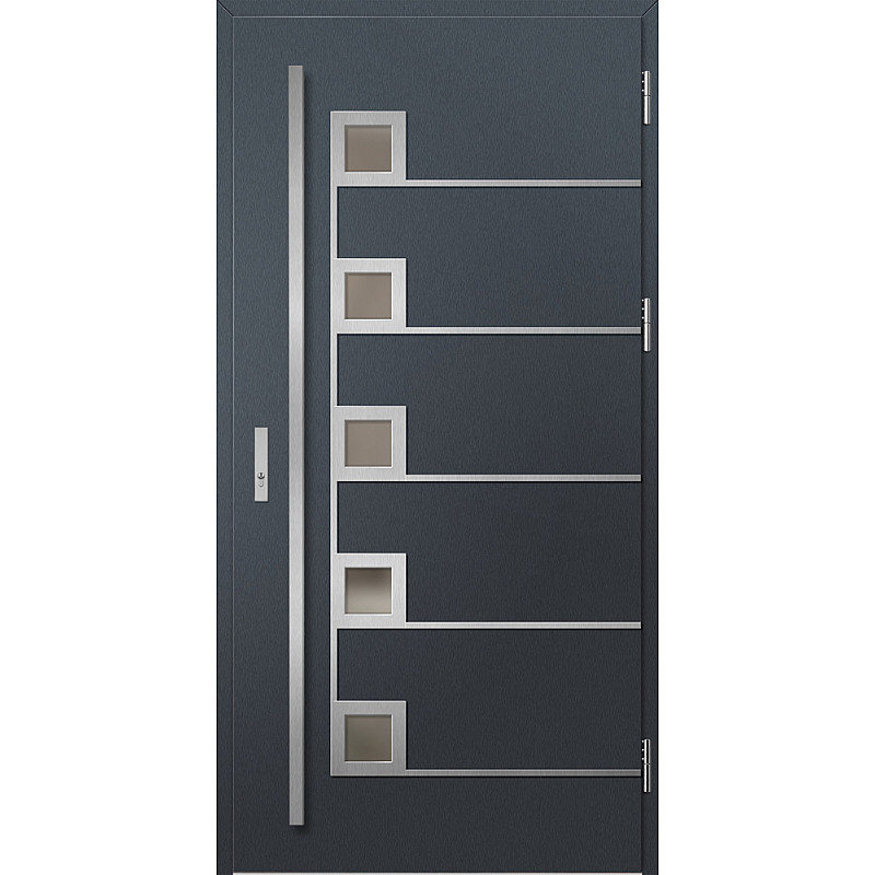 Ocelové vchodové dveře ERKADO - SAMEDAN 5 - Antracit Struktura, Label Inox