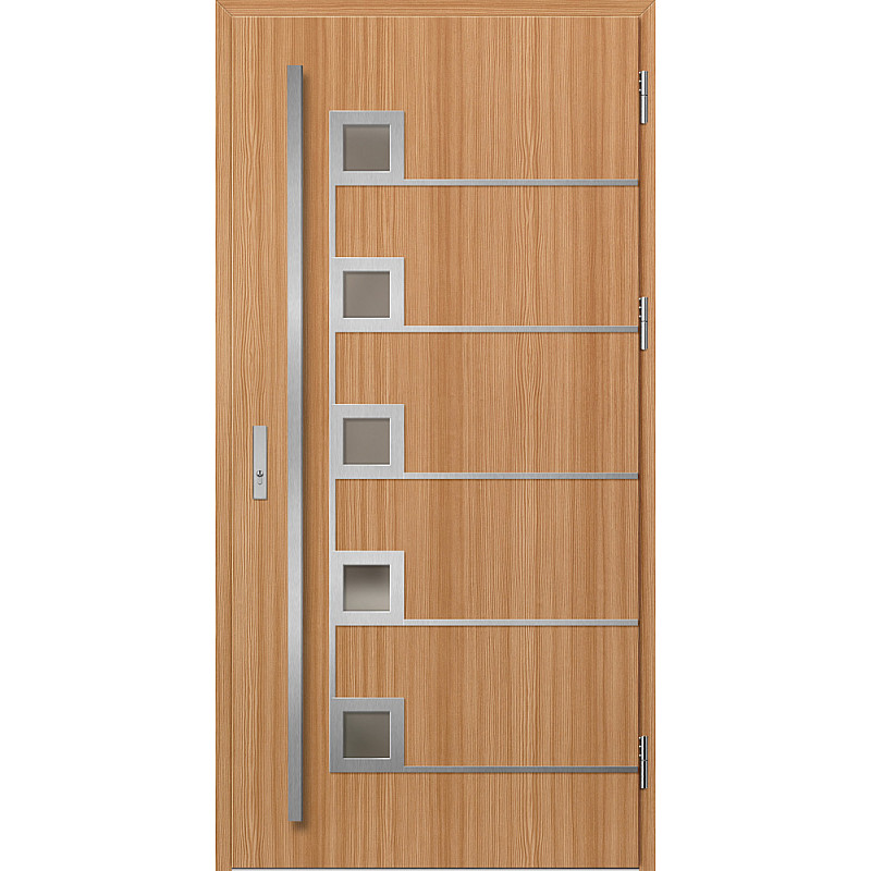 Ocelové vchodové dveře ERKADO - SAMEDAN 5 - Borovice horská, Label Inox