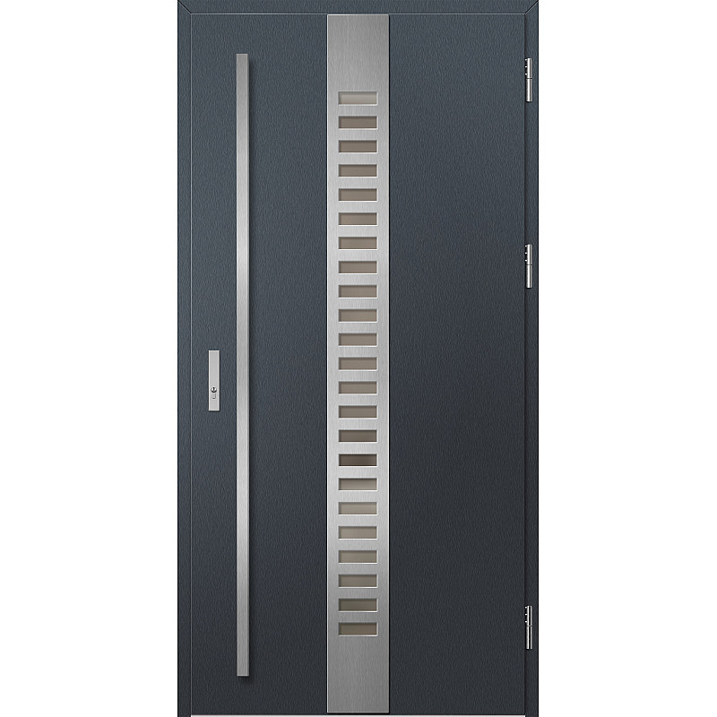Ocelové vchodové dveře - SELTERS 1 - Antracit Struktura, Label Inox Ocelové vchodové dveře ERKADO - SELTERS 1 - Antracit Struktura, Label Inox