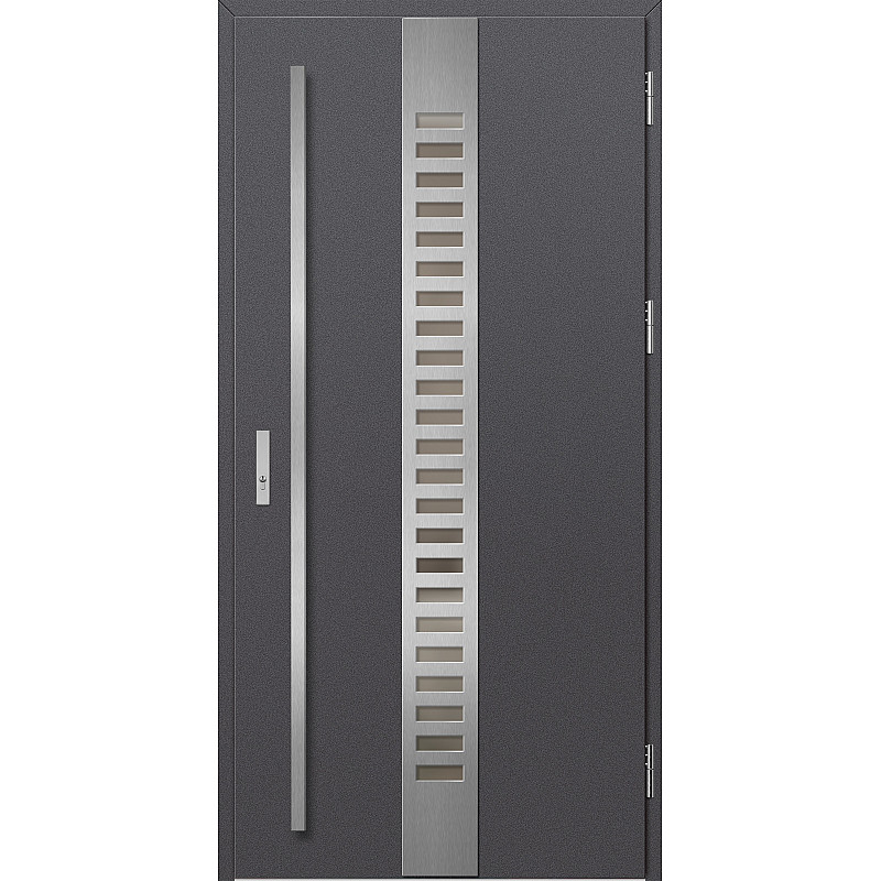 Ocelové vchodové dveře - SELTERS 1 - Hladký Antracit, Label Inox Ocelové vchodové dveře - SELTERS 1 - Hladký Antracit, Label Inox