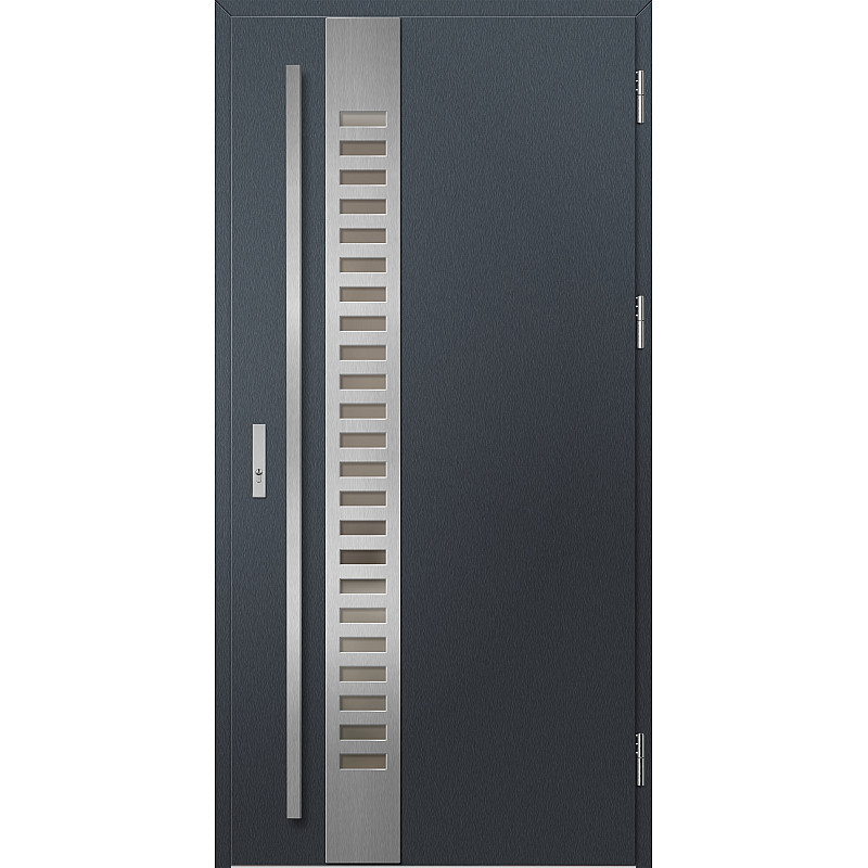 Ocelové vchodové dveře - SELTERS 2 - Antracit Struktura, Label Inox Ocelové vchodové dveře ERKADO - SELTERS 2 - Antracit Struktura, Label Inox