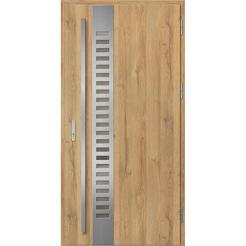 Ocelové vchodové dveře - SELTERS 2 - Dub Natur, Label Inox Ocelové vchodové dveře ERKADO - SELTERS 2 - Dub Natur, Label Inox
