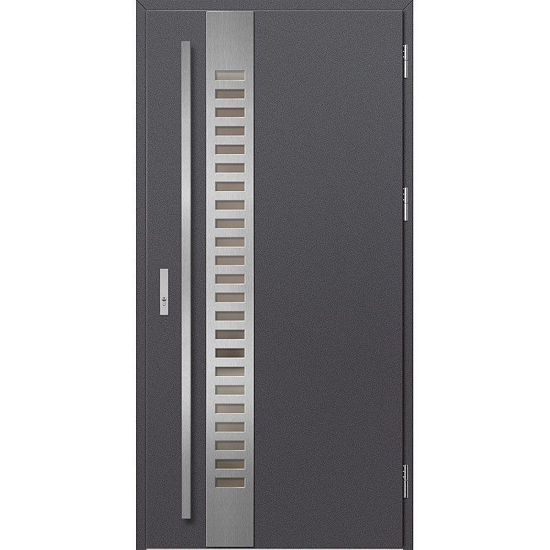 Ocelové vchodové dveře - SELTERS 2 - Hladký Antracit, Label Inox Ocelové vchodové dveře - SELTERS 2 - Hladký Antracit, Label Inox