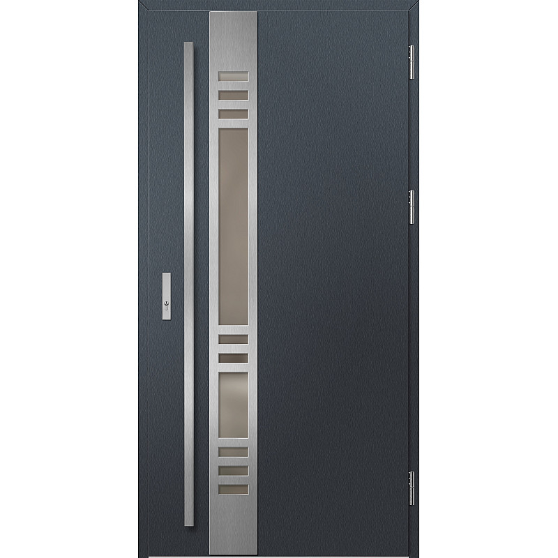 Ocelové vchodové dveře - SELTERS 3 - Antracit Struktura, Label Inox Ocelové vchodové dveře ERKADO - SELTERS 3 - Antracit Struktura, Label Inox