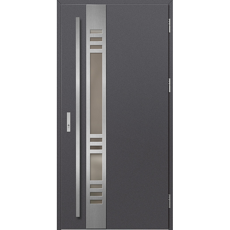 Ocelové vchodové dveře - SELTERS 3 - Hladký Antracit, Label Inox Ocelové vchodové dveře - SELTERS 3 - Hladký Antracit, Label Inox