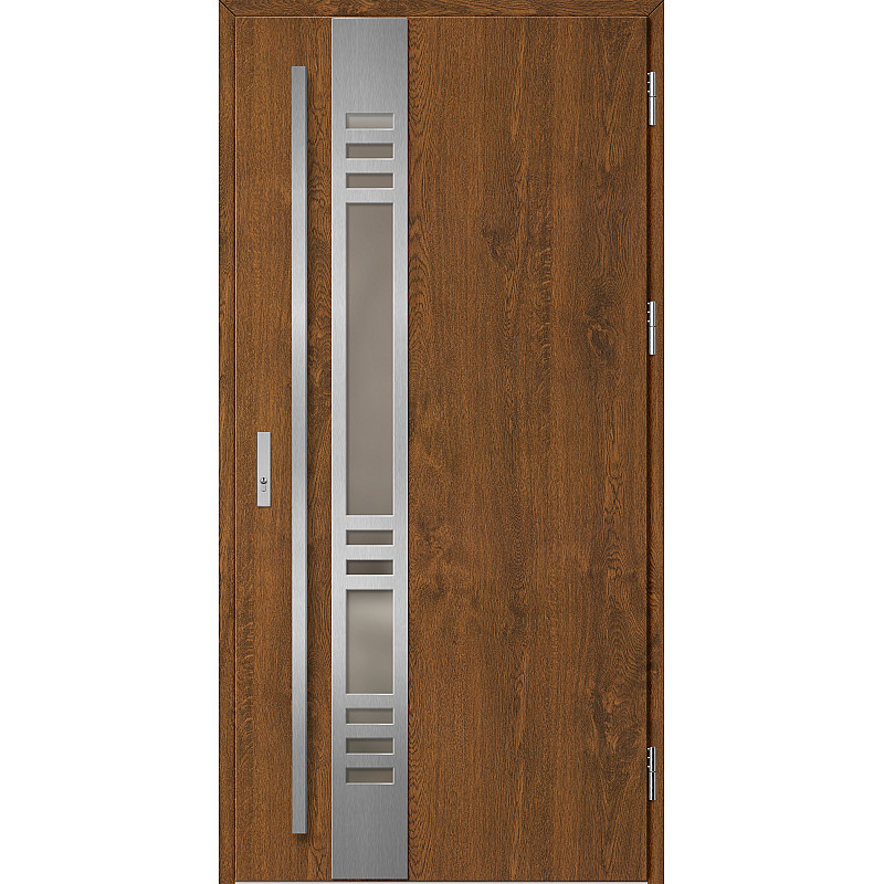 Ocelové vchodové dveře - SELTERS 3 - Ořech, Label Inox Ocelové vchodové dveře ERKADO - SELTERS 3 - Ořech, Label Inox