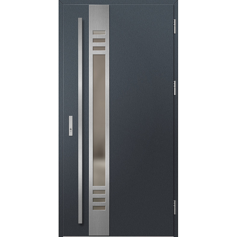 Ocelové vchodové dveře - SELTERS 4 - Antracit Struktura, Label Inox Ocelové vchodové dveře ERKADO - SELTERS 4 - Antracit Struktura, Label Inox