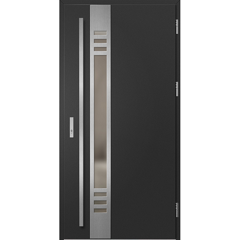 Ocelové vchodové dveře - SELTERS 4 - Černá, Label Inox Ocelové vchodové dveře ERKADO - SELTERS 4 - Černá, Label Inox