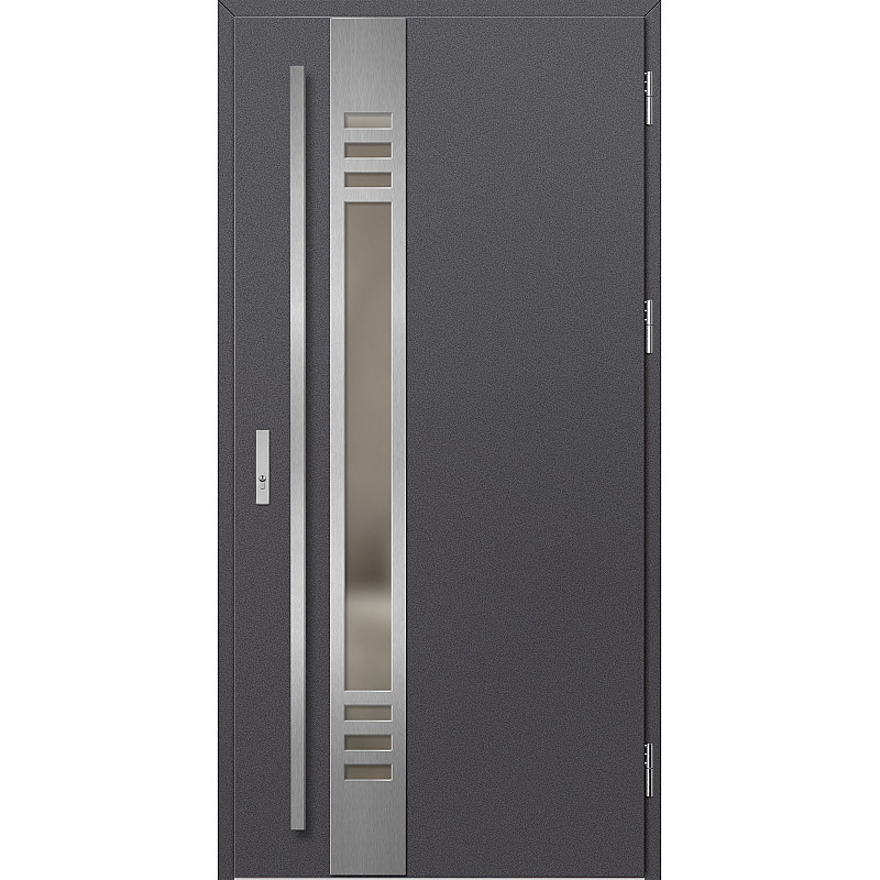 Ocelové vchodové dveře - SELTERS 4 - Hladký Antracit, Label Inox Ocelové vchodové dveře - SELTERS 4 - Hladký Antracit, Label Inox
