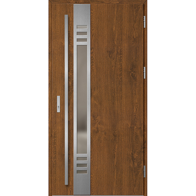 Ocelové vchodové dveře - SELTERS 4 - Ořech, Label Inox Ocelové vchodové dveře ERKADO - SELTERS 4 - Ořech, Label Inox