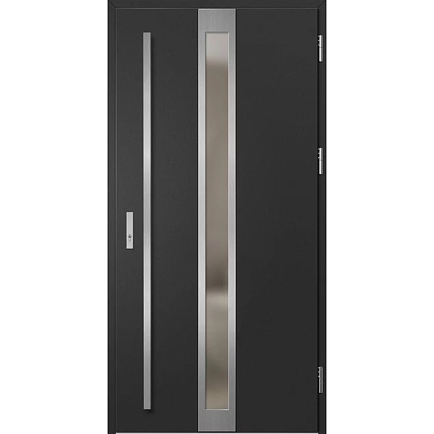 Ocelové vchodové dveře ERKADO - SINGEN 1 - Černá, Label Inox