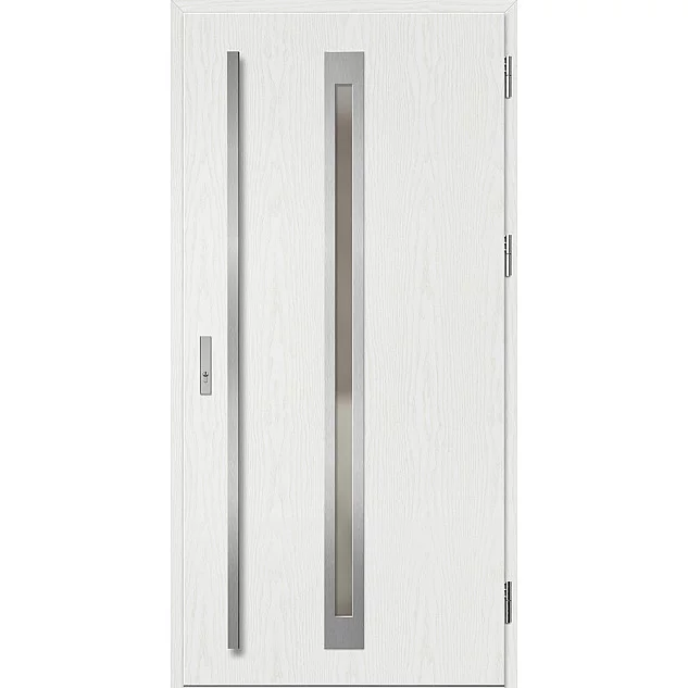 Ocelové vchodové dveře ERKADO - TREBUR 2 - Borovice Bílá, Label Inox