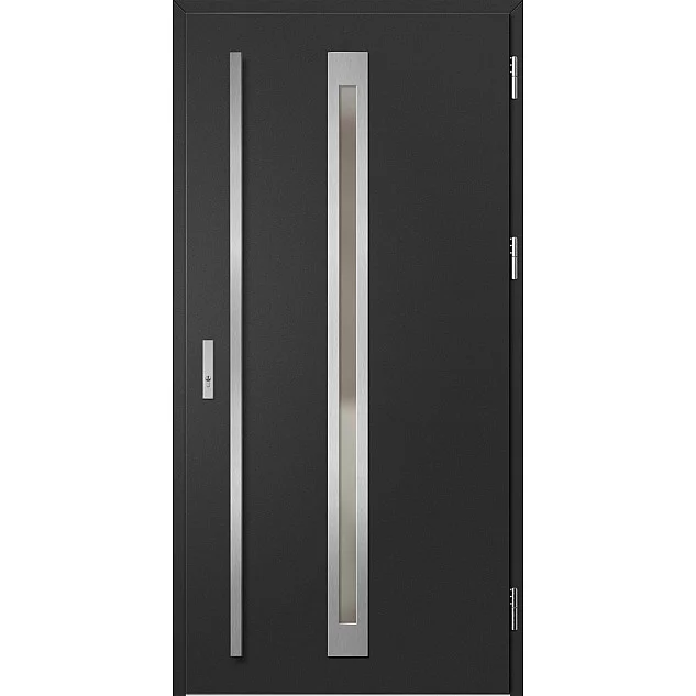 Ocelové vchodové dveře ERKADO - TREBUR 2 - Černá, Label Inox