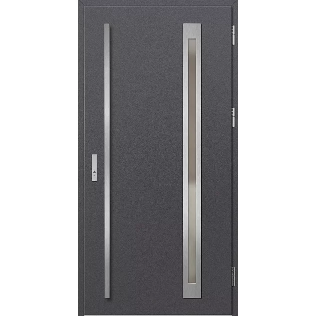 Ocelové vchodové dveře ERKADO - TREBUR 3 - Hladký Antracit, Label Inox