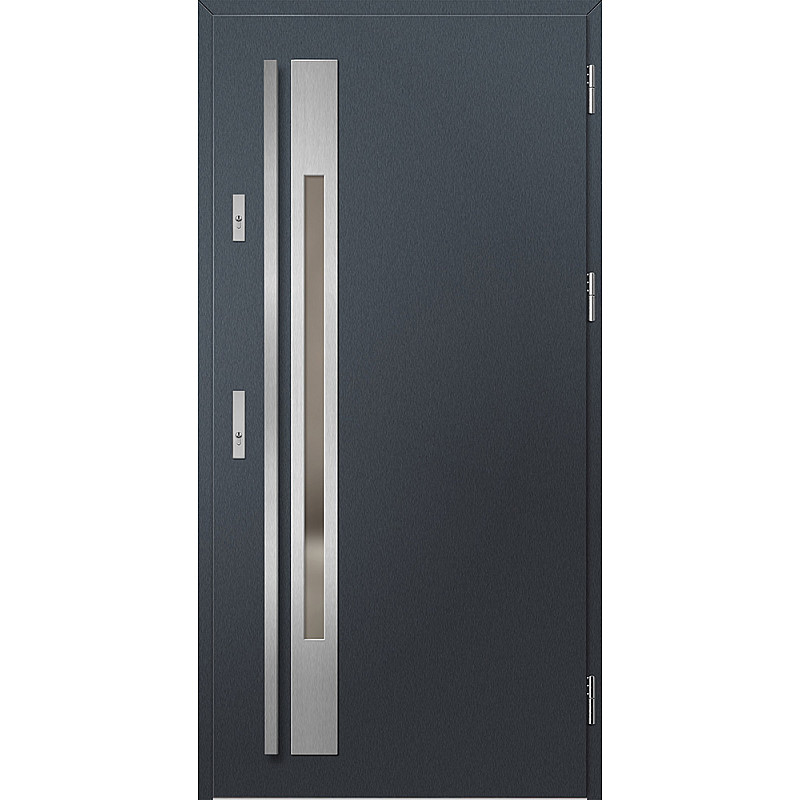 Ocelové vchodové dveře - WELS 1 - Antracit Struktura, Label Inox Ocelové vchodové dveře ERKADO - WELS 1 - Antracit Struktura, Label Inox