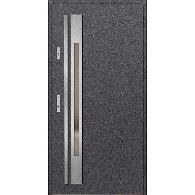 Ocelové vchodové dveře - WELS 1 - Hladký Antracit, Label Inox Ocelové vchodové dveře ERKADO - WELS 1 - Hladký Antracit, Label Inox