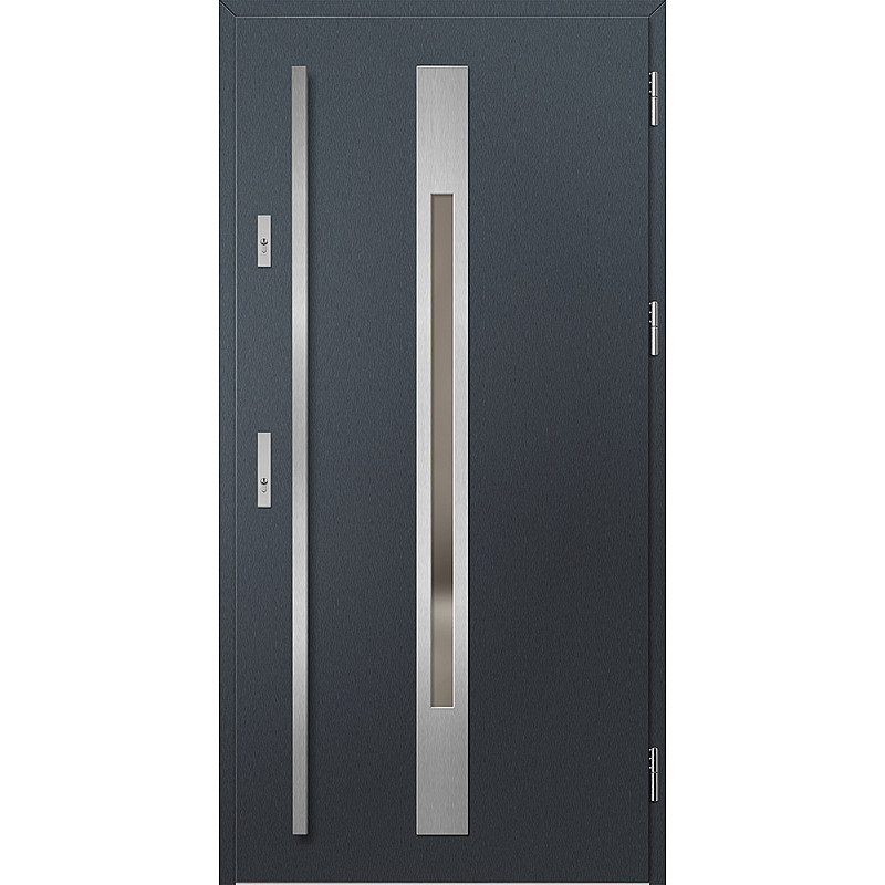 Ocelové vchodové dveře - WELS 2 - Antracit Struktura, Label Inox Ocelové vchodové dveře ERKADO - WELS 2 - Antracit Struktura, Label Inox