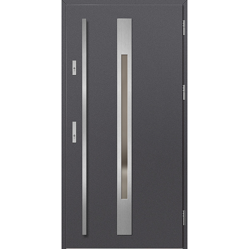 Ocelové vchodové dveře - WELS 2 - Hladký Antracit, Label Inox Ocelové vchodové dveře ERKADO - WELS 2 - Hladký Antracit, Label Inox
