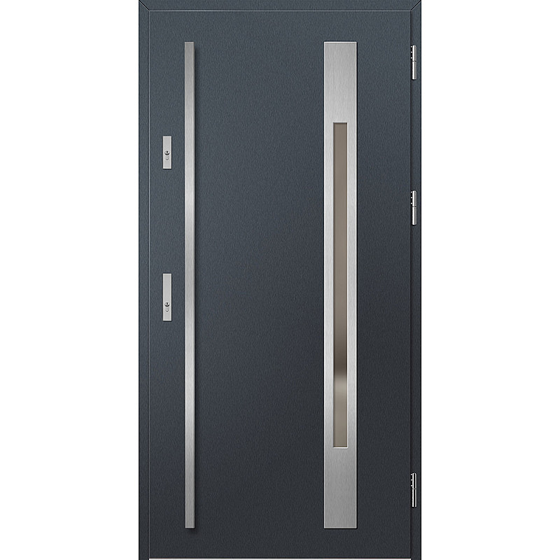 Ocelové vchodové dveře - WELS 3 - Antracit Struktura, Label Inox Ocelové vchodové dveře ERKADO - WELS 3 - Antracit Struktura, Label Inox