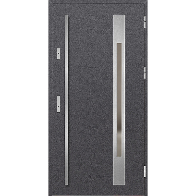 Ocelové vchodové dveře - WELS 3 - Hladký Antracit, Label Inox Ocelové vchodové dveře ERKADO - WELS 3 - Hladký Antracit, Label Inox