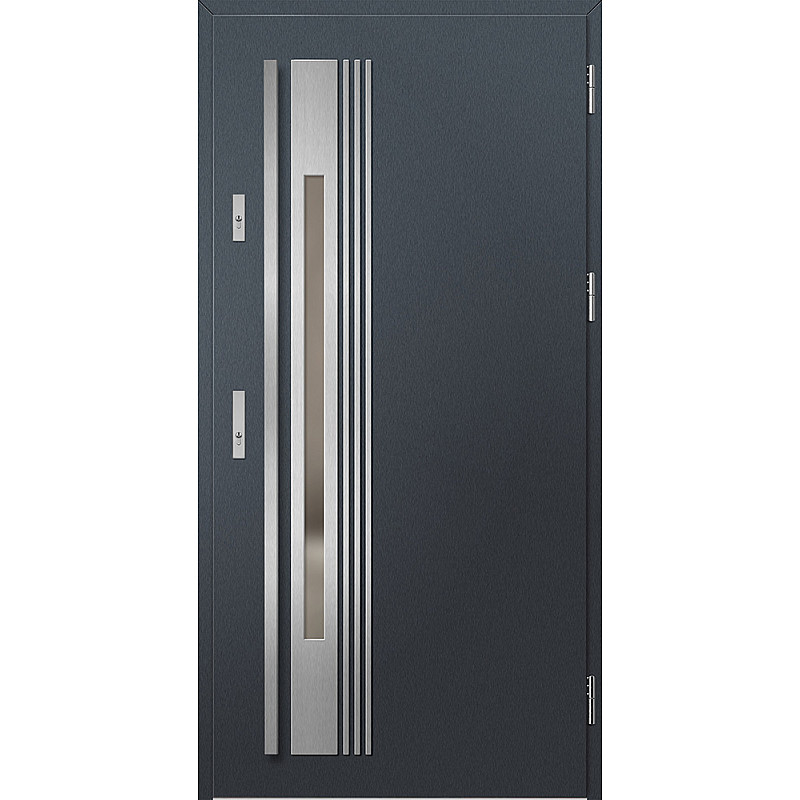 Ocelové vchodové dveře - WELS 4 - Antracit Struktura, Label Inox Ocelové vchodové dveře ERKADO - WELS 4 - Antracit Struktura, Label Inox