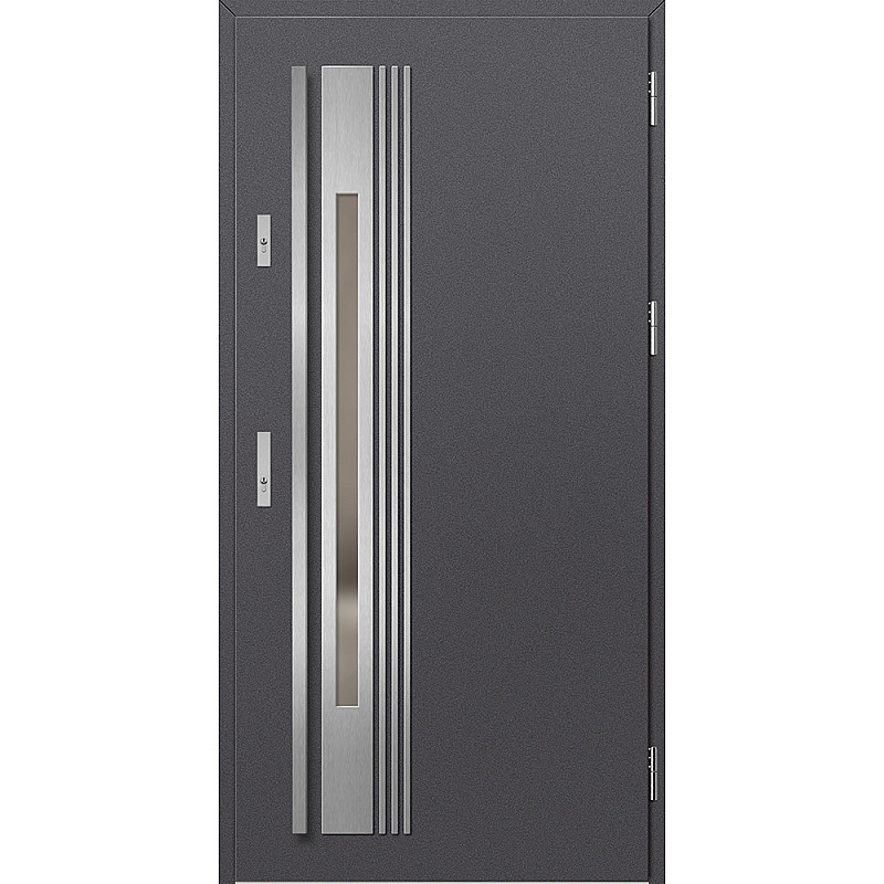 Ocelové vchodové dveře - WELS 4 - Hladký Antracit, Label Inox Ocelové vchodové dveře ERKADO - WELS 4 - Hladký Antracit, Label Inox
