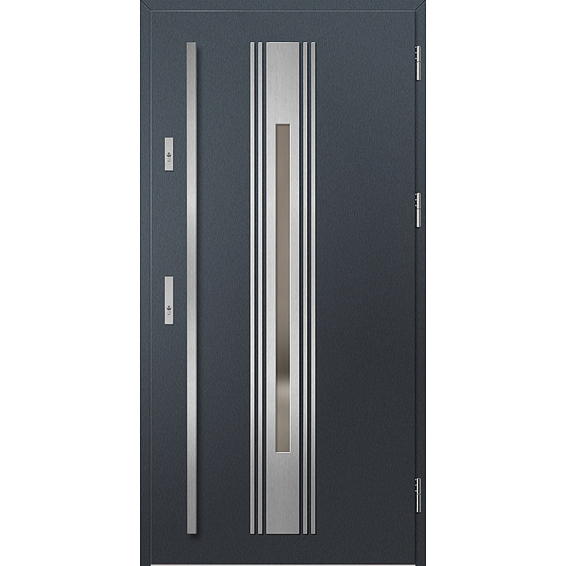 Ocelové vchodové dveře - WELS 5 - Antracit Struktura, Label Inox Ocelové vchodové dveře ERKADO - WELS 5 - Antracit Struktura, Label Inox