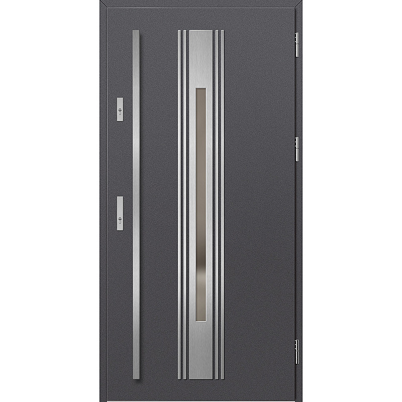 Ocelové vchodové dveře - WELS 5 - Hladký Antracit, Label Inox Ocelové vchodové dveře ERKADO - WELS 5 - Hladký Antracit, Label Inox