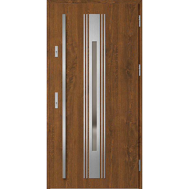 Ocelové vchodové dveře - WELS 5 - Ořech, Label Inox Ocelové vchodové dveře ERKADO - WELS 5 - Ořech, Label Inox
