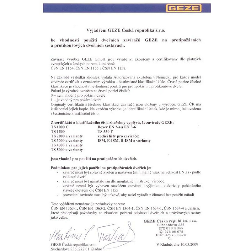 Lištový samozatvárač do 120 kg GEZE TS 5000 - Biely Lištový samozatvárač do 120 kg GEZE TS 5000 - Biely