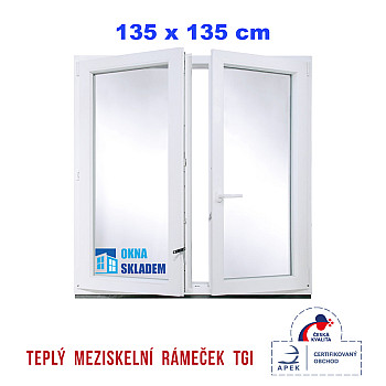 Plastové okno | 135 x 135 cm (1350 x 1350 mm) | biele | otváravé aj sklopné | pravé