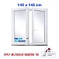 Dvoukřídlé Plastové okno | 145x145 cm (1450x1450 mm) | Bílé