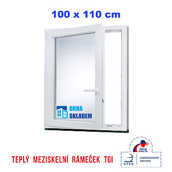 Kunststofffenster | 100x110 cm (1000x1100 mm) | weiß | Dreh-Kipp-Fenster | links