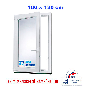 Kunststofffenster | 100x130 cm (1000x1300 mm) | weiß | Dreh-Kipp-Fenster | links